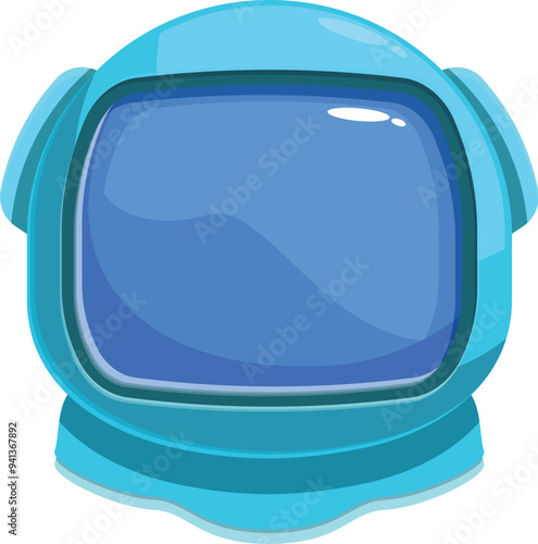 Blue astronaut helmet with a glass visor, designed for space exploration and protecting astronauts in challenging environments