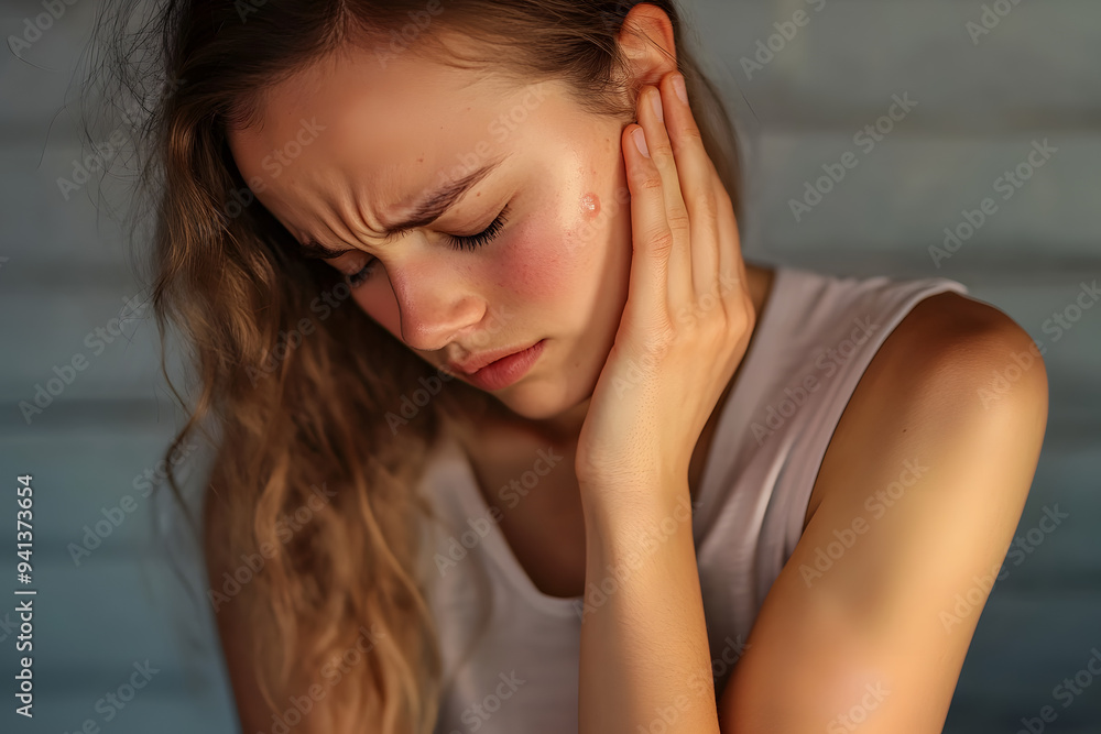 Woman Scratching an itch . Sensitive Skin, Food allergy symptoms, Irritation Woman Scratching an itch . Sensitive Skin, Food allergy symptoms, Irritation