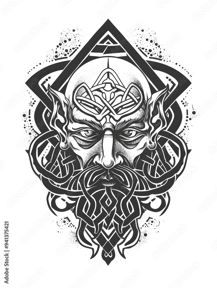 Fototapeta premium Cyclops head very simple traditional tattoo flash styles illustration
