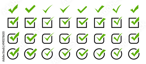 Check mark icons . Green check mark vector icons. Vector illustration.  Approved icon.