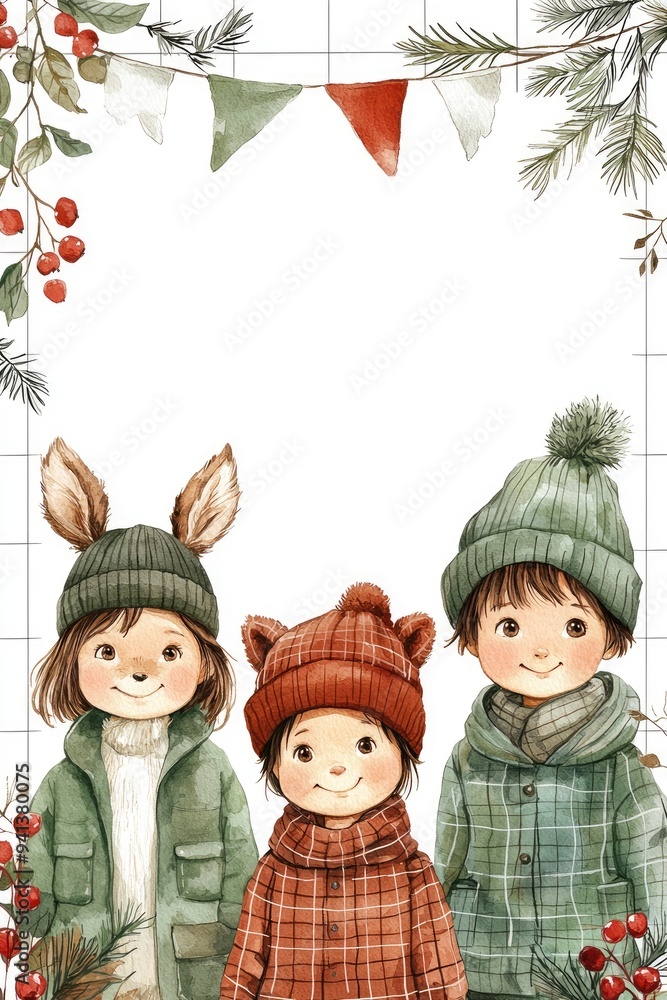 Fototapeta premium Winter Wonderland Three Friends in Festive Attire
