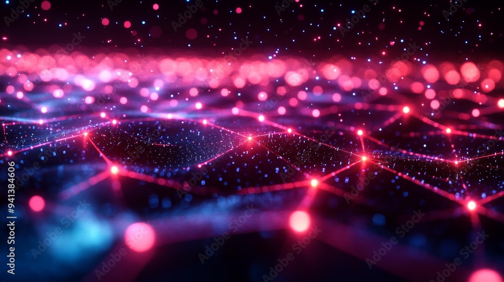 Abstract Network: Glowing Connections in a Digital Landscape Generative AI