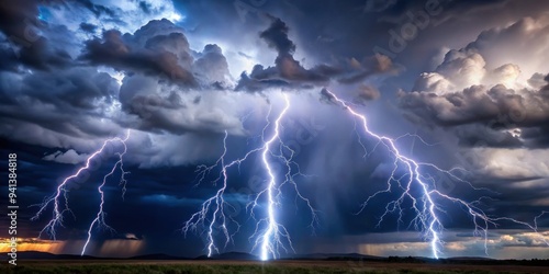 Ominous storm clouds looming in the sky with striking lightning, lightning, storm, ominous, dark, clouds, weather, electricity
