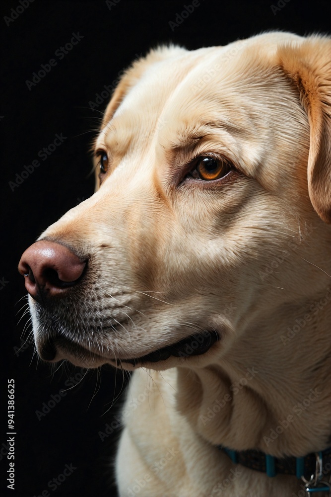 Close-Up of Dog on Black Background. Magnificent Labrador Retriever Close-Up of Dog on Black Background. Magnificent Labrador Retriever