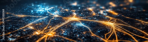 Wallpaper Mural Aerial view of a city at night, showcasing vibrant light trails and urban pathways, demonstrating the beauty of city life. Torontodigital.ca