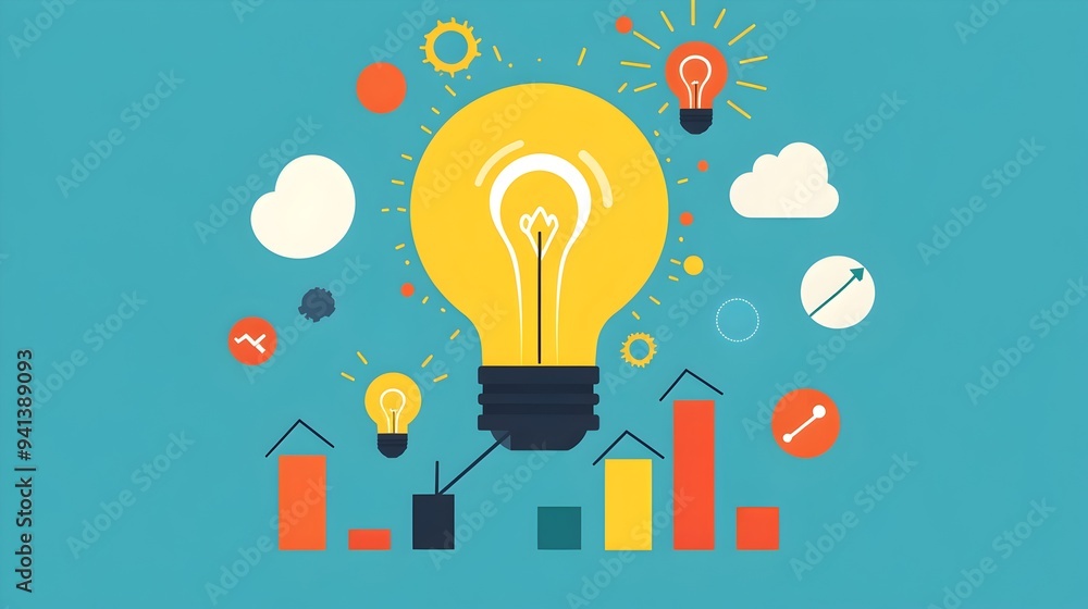 Bright Upward Arrow Representing Insight and Growth in Flat Design Bright Upward Arrow Representing Insight and Growth in Flat Design