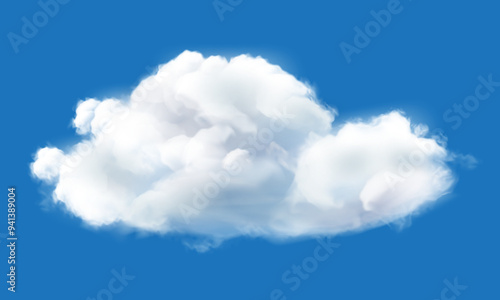 Vector of realistic white cloud on blue sky background illustration.