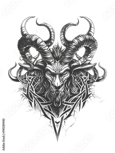 Devil head very simple traditional tattoo flash styles illustration