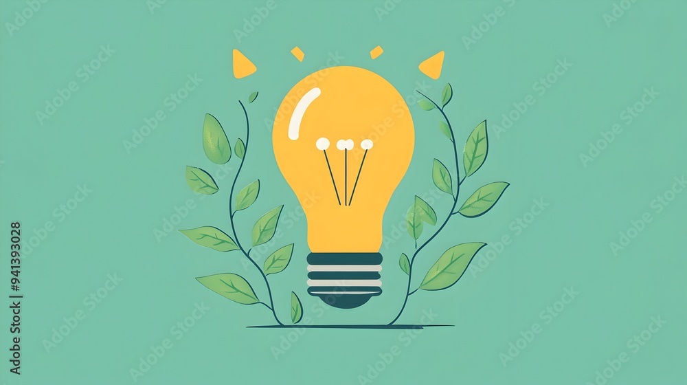 Organic Light Bulb with Vines Symbolizing Growth of Ideas and Innovation Organic Light Bulb with Vines Symbolizing Growth of Ideas and Innovation