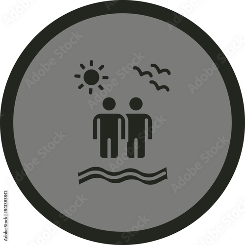 Couple In Beach Icon Design