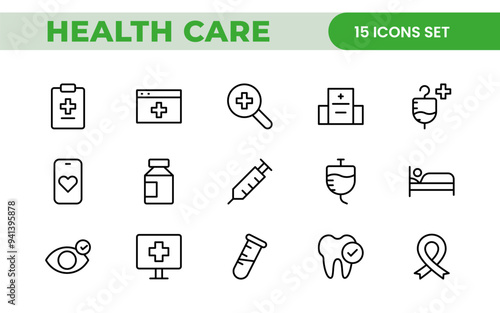 Healthcare, Medical and Medicine related line icon set. modern icon illustration collection.