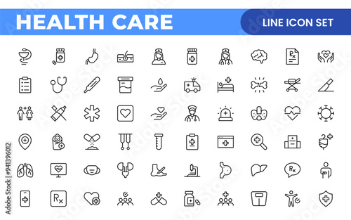 Healthcare, Medical and Medicine related line icon set. modern icon illustration collection.