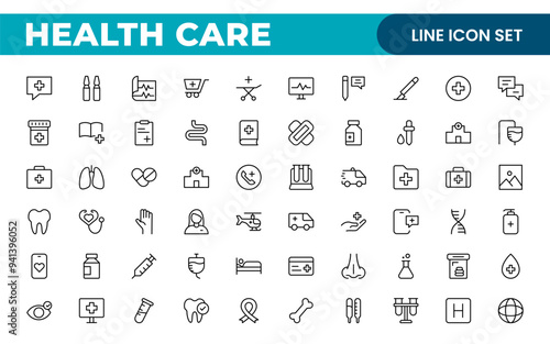 Healthcare, Medical and Medicine related line icon set. modern icon illustration collection.