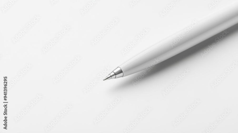 Minimalist White Pen on White Background Generative AI Minimalist White Pen on White Background Generative AI