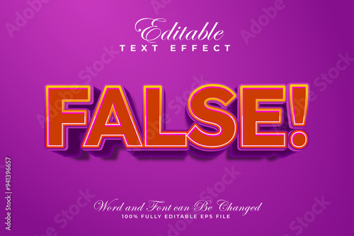 False vector 3d editable text effect