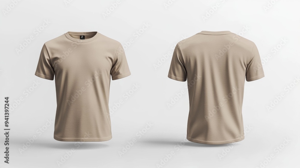 Beige T-Shirt Mockup Front and Back Views Generative AI Beige T-Shirt Mockup Front and Back Views Generative AI