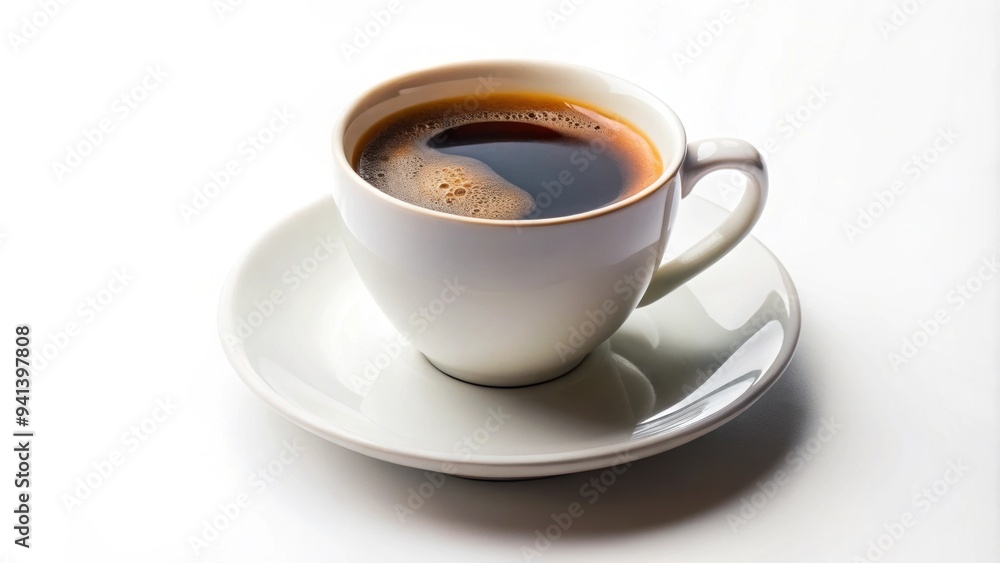 Isolated cup of coffee on a white background, latte, espresso, cappuccino, beverage, drink, morning, caffeine, aroma, roasted, beans Isolated cup of coffee on a white background, latte, espresso, cappuccino, beverage, drink, morning, caffeine, aroma, roasted, beans