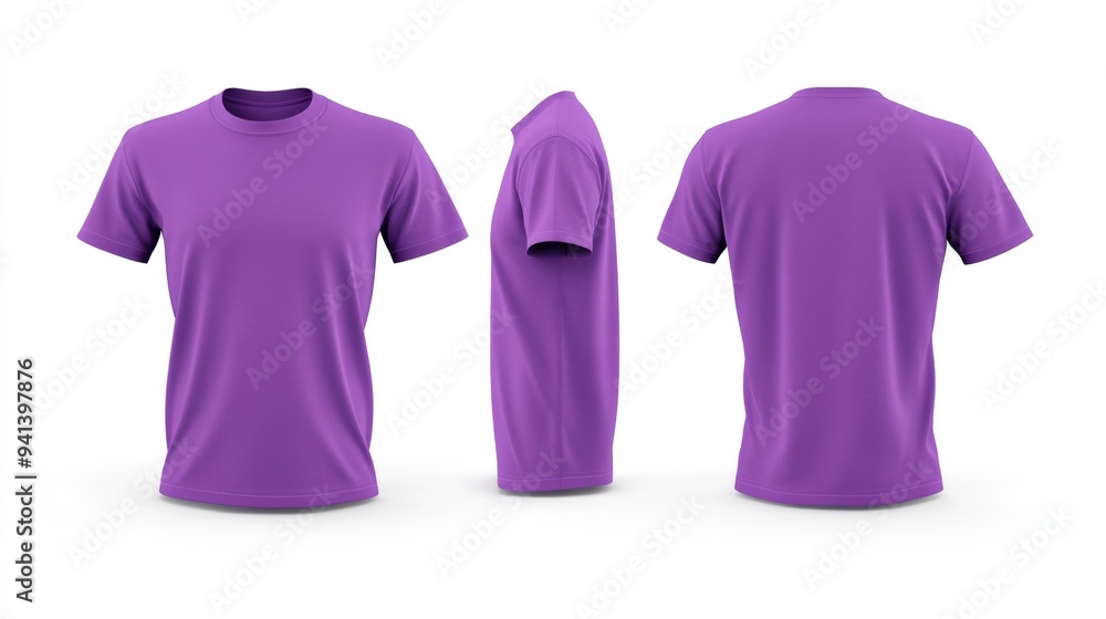 Purple T-Shirt Mockup Front Side and Back Views Generative AI Purple T-Shirt Mockup Front Side and Back Views Generative AI