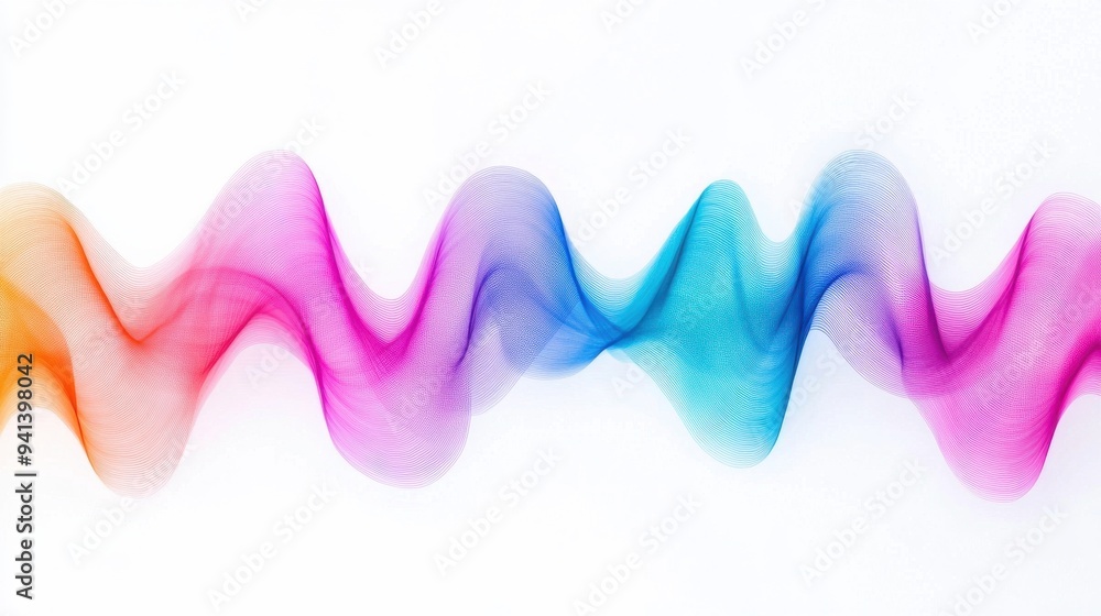Colorful waves flow in a harmonious blend, showcasing a vibrant spectrum of colors against a clean white background. Colorful waves flow in a harmonious blend, showcasing a vibrant spectrum of colors against a clean white background.