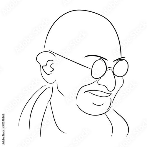 mahatma gandhi jayanti. 2 october gandhi jayanti, line drawing, sketch