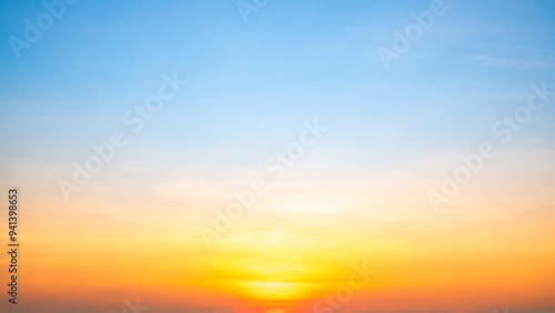 Beautiful , luxury soft gradient orange gold clouds and sunlight on the blue sky perfect for the background, take in everning,Twilight, Large size, high definition landscape photo