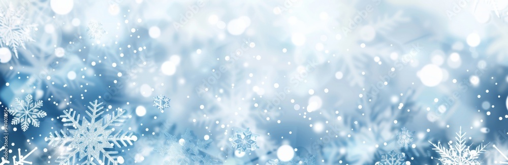 Experience a serene winter wonderland with snowflakes in a calm blue atmosphere, creating a relaxing mood in the festive season. The snowcovered scenery is magical and serene, evoking peace Experience a serene winter wonderland with snowflakes in a calm blue atmosphere, creating a relaxing mood in the festive season. The snowcovered scenery is magical and serene, evoking peace