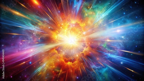 Vibrant display of light and color blending together in a cosmic explosion, cosmic, explosion, dance, light, color, vibrant