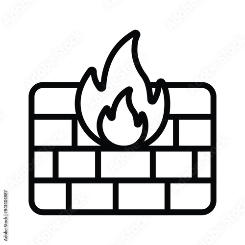 Internet security, icon of firewall in modern style