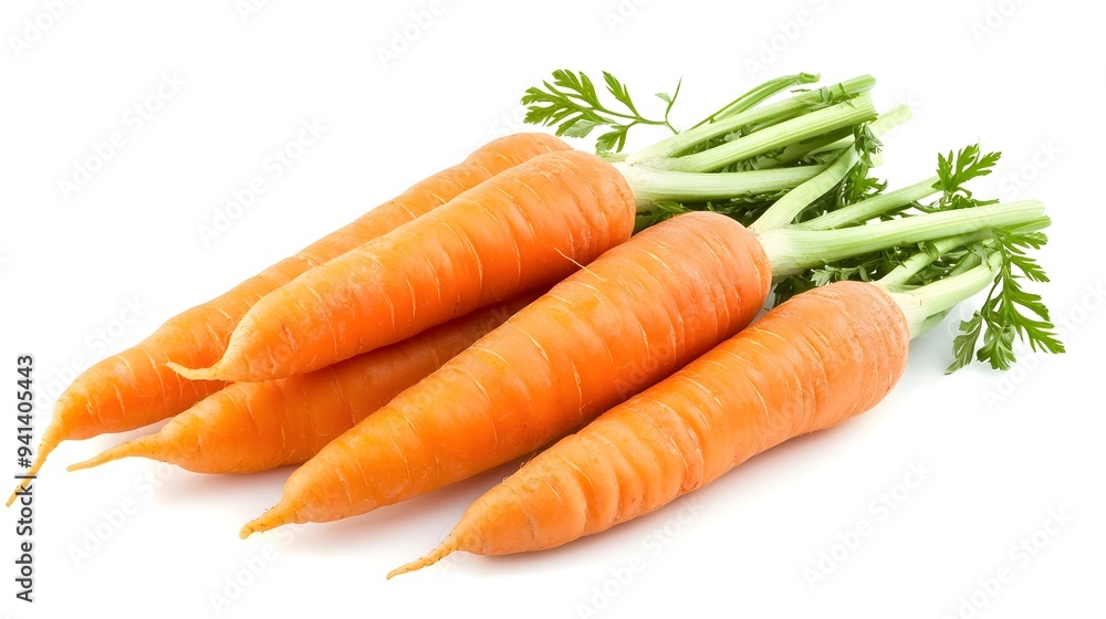 Close-up Photography of Fresh Organic Carrots with Greens on White Background Close-up Photography of Fresh Organic Carrots with Greens on White Background