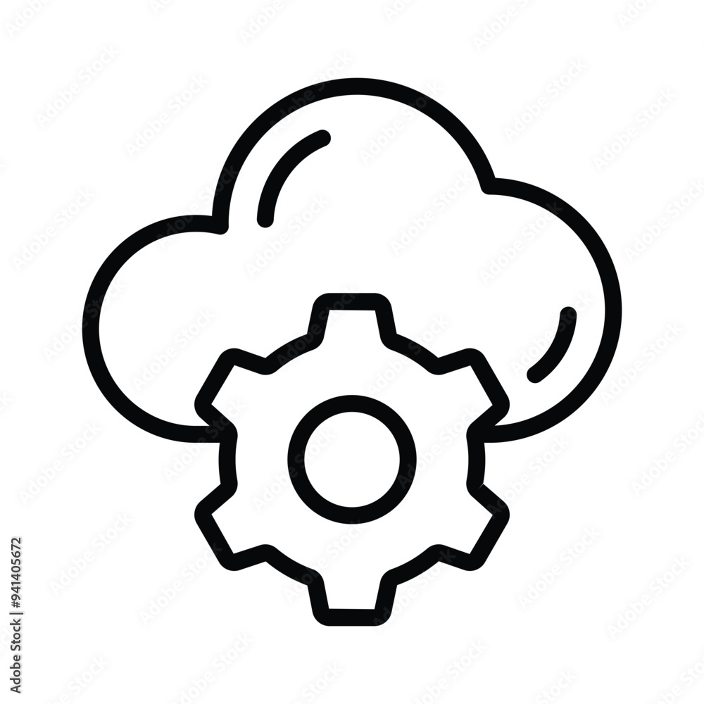 Gear with cloud showing concept icon of cloud setting, cloud management Gear with cloud showing concept icon of cloud setting, cloud management