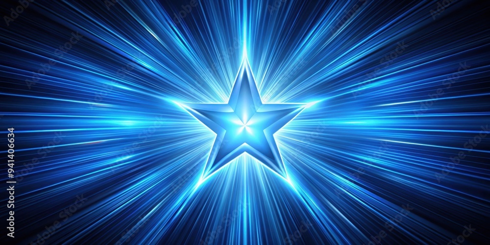 Fototapeta premium Abstract blue explosion star with glow against lines background, Abstract, blue, explosion, star, glow, lines, background