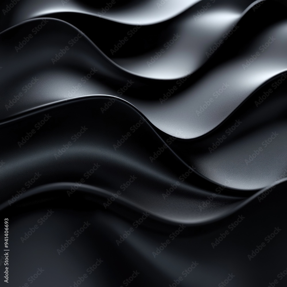 Fototapeta premium Abstract Black Wavy Surface with Subtle Texture
