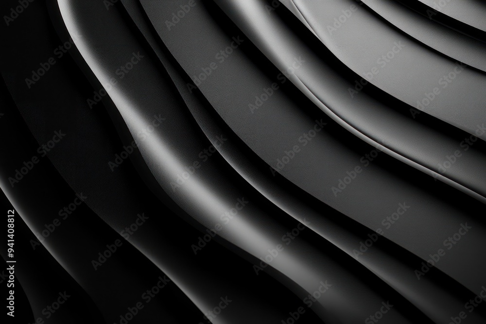 Obraz premium Abstract Black Leather Texture with Curved Lines
