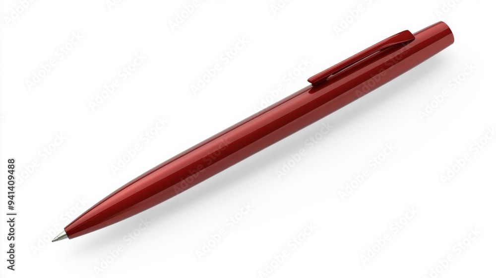 Red Ballpoint Pen Isolated on White Background - Generative AI Red Ballpoint Pen Isolated on White Background - Generative AI