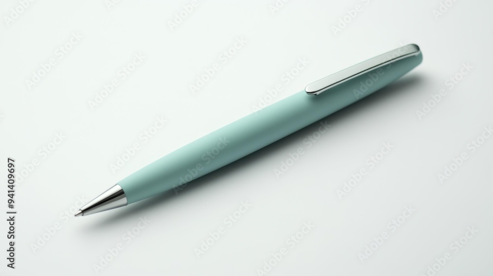Modern Mint Green Pen on White Background - Generative AI Modern Mint Green Pen on White Background - Generative AI