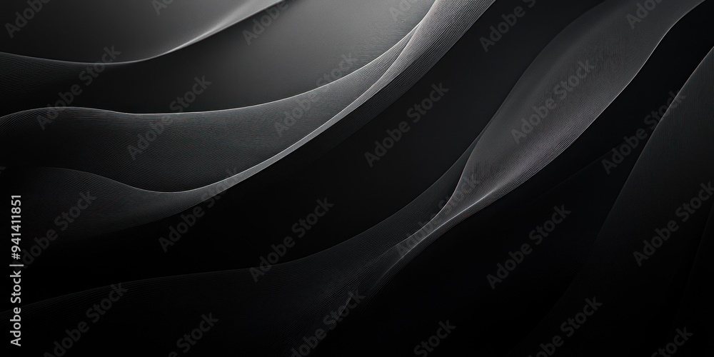 Fototapeta premium Abstract Black and White Curved Lines with Textured Surface