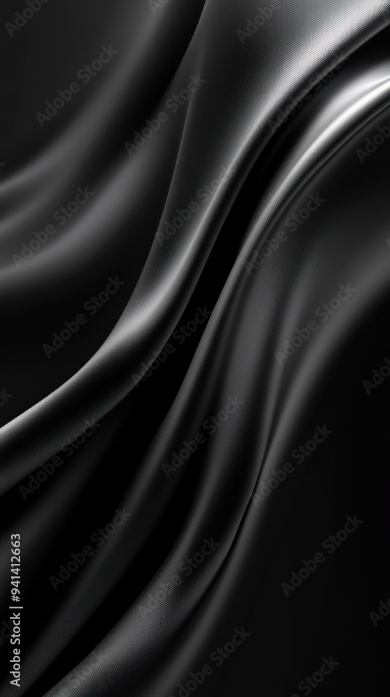 Abstract Draped Black Fabric with Smooth Texture Abstract Draped Black Fabric with Smooth Texture