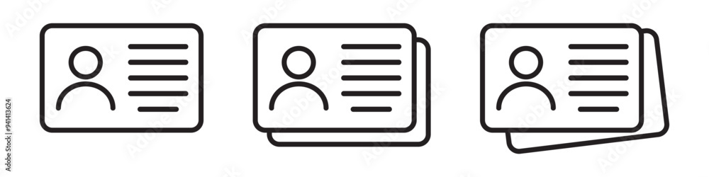 ID Card icon. Employee clerk card, driver license, Identification card, staff identification card symbol. Design for website and mobile app. ID Card icon. Employee clerk card, driver license, Identification card, staff identification card symbol. Design for website and mobile app.