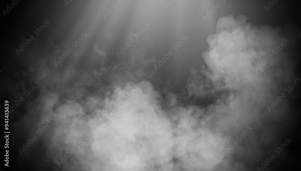Fototapeta premium Abstract smoke misty fog on isolated black background. Texture overlays. Paranormal mystic smoke, clouds for movie scenes