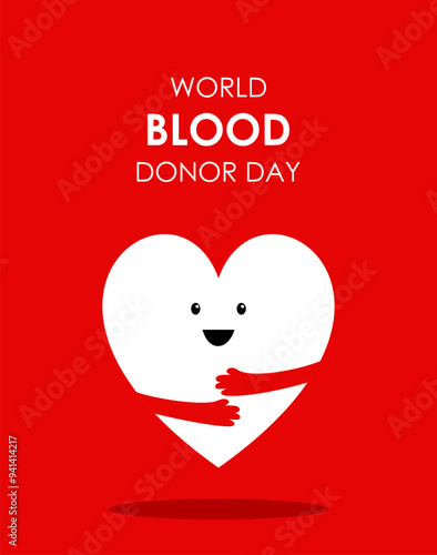 World Blood Donor Day. Blood container in the shape of a heart. Greeting card, banner, poster. Vector illustration