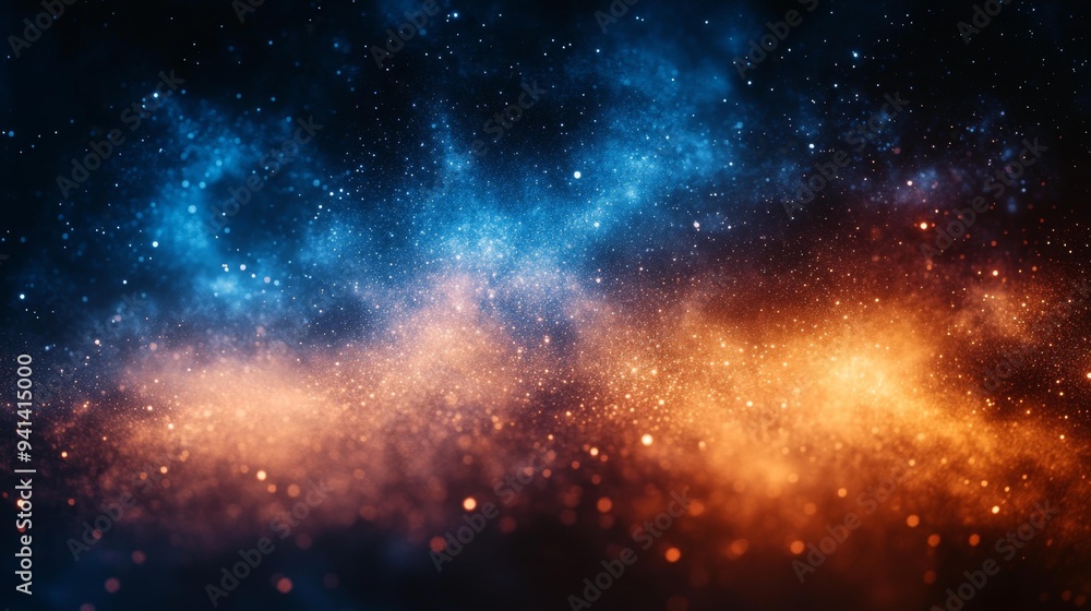 Abstract Cosmic Scene with Blue and Orange Nebulae Generative AI Abstract Cosmic Scene with Blue and Orange Nebulae Generative AI