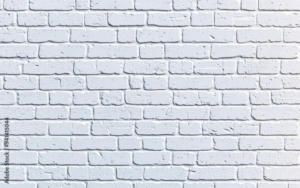 Naklejka premium Minimalist white brick wall background ideal for text overlays, design projects, or website backdrops. Clean, textured surface for creative use.