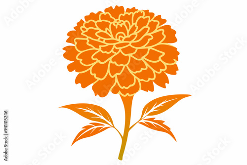 Decorative marigold flower for floral card frame