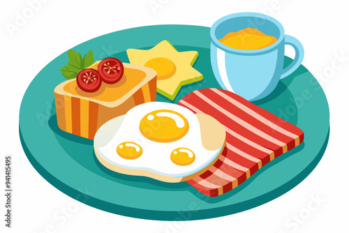 Wholesome breakfast toast vector illustration