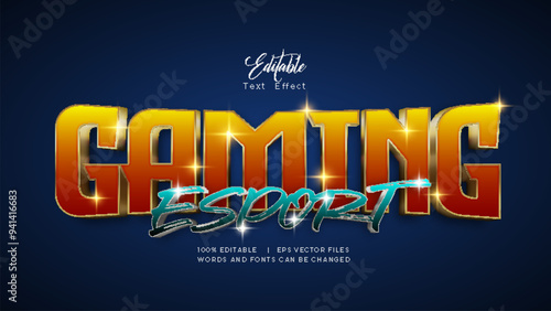 Editable Modern 3D Text Effect – Gradient Chrome Typography Vector Design