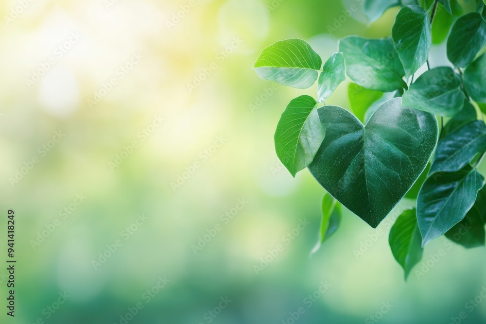 Close-up of a heart-shaped green leaf with a soft, blurred background, symbolizing love, nature, and environmental harmony. Close-up of a heart-shaped green leaf with a soft, blurred background, symbolizing love, nature, and environmental harmony.