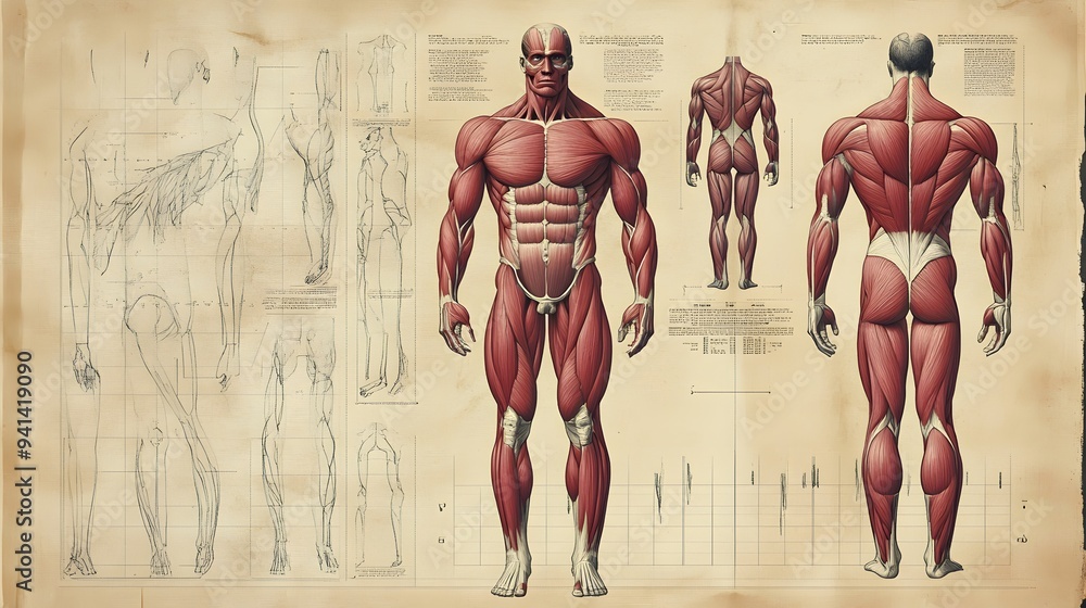 Muscle Graph Anatomical Diagram of the Muscular System: A detailed anatomical ...
