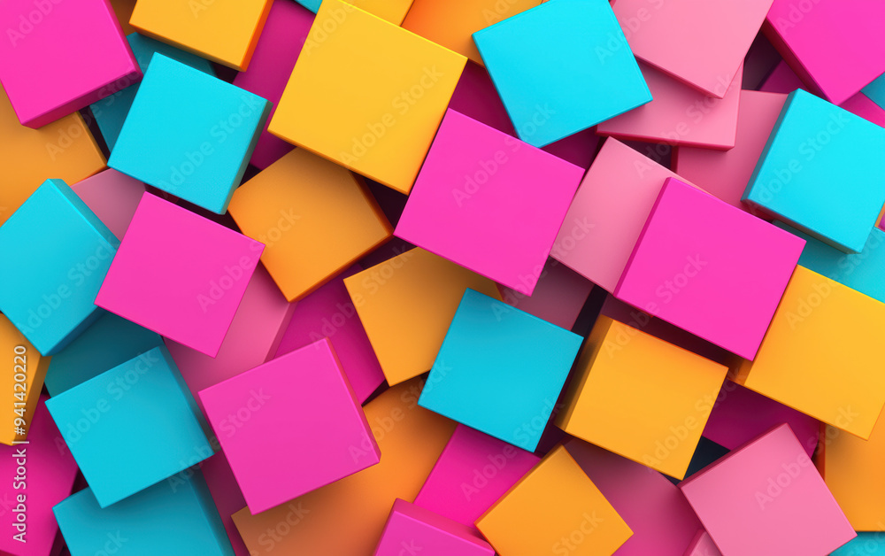 Vibrant and colorful cubes scattered randomly creating a playful and energetic abstract background. Perfect for design projects or vibrant wallpapers. Vibrant and colorful cubes scattered randomly creating a playful and energetic abstract background. Perfect for design projects or vibrant wallpapers.