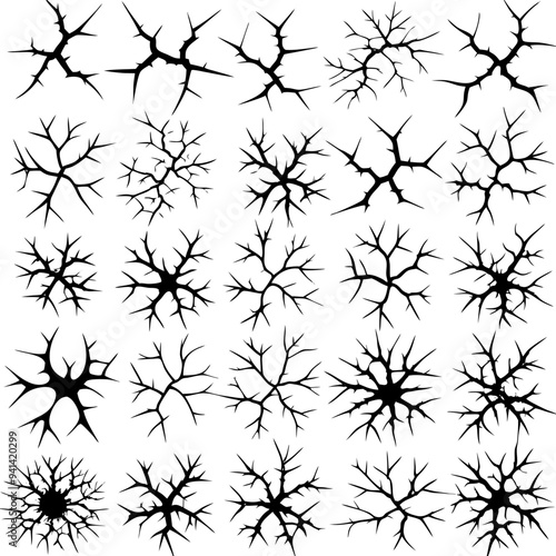 Intricate black and white snowflakes on a white background