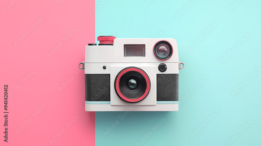 Retro Camera on a Colorful Background Retro Camera on a Colorful Background
